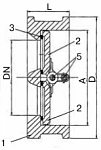 Чертеж Клапан обратный CV16 Ду150 Ру16 межфланцевый Чертеж Клапан обратный CV16 Ду150 Ру16 межфланцевый