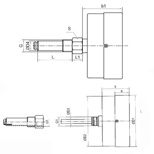 Термоманометр Росма ТМТБ-31Т.3 (0-120°C) (0-2,5MПa) G1/2 2,5, корпус 80мм, тип - ТМТБ-31T.3, длина клапана 100мм, до 120°С, осевое присоединение, 0-2,5MПa, резьба G1/2, класс точности 2.5