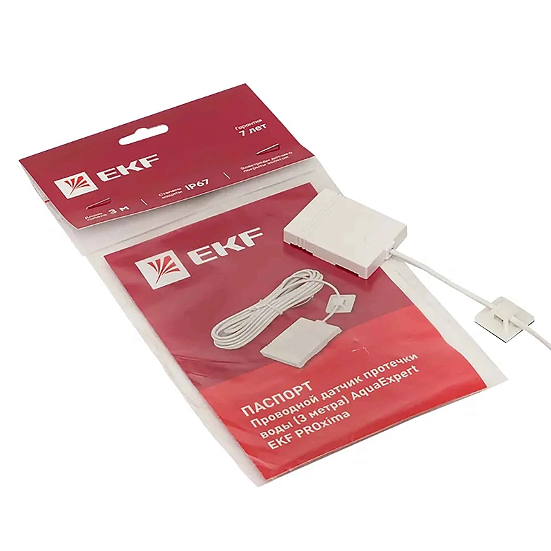 Датчик протечки воды EKF AquaExpert-sensor-3 проводной 3 метра, IP67, белый