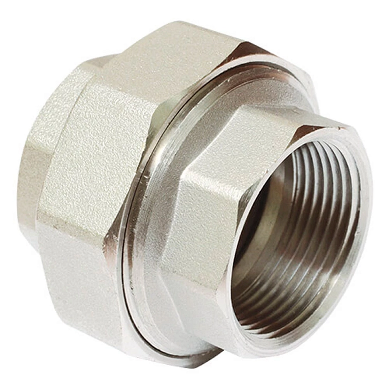 Соединитель ALTSTREAM (TEBO) 1/2″ Ду15 Ру40, прямой, корпус – никелированная латунь, американка внутренняя резьба