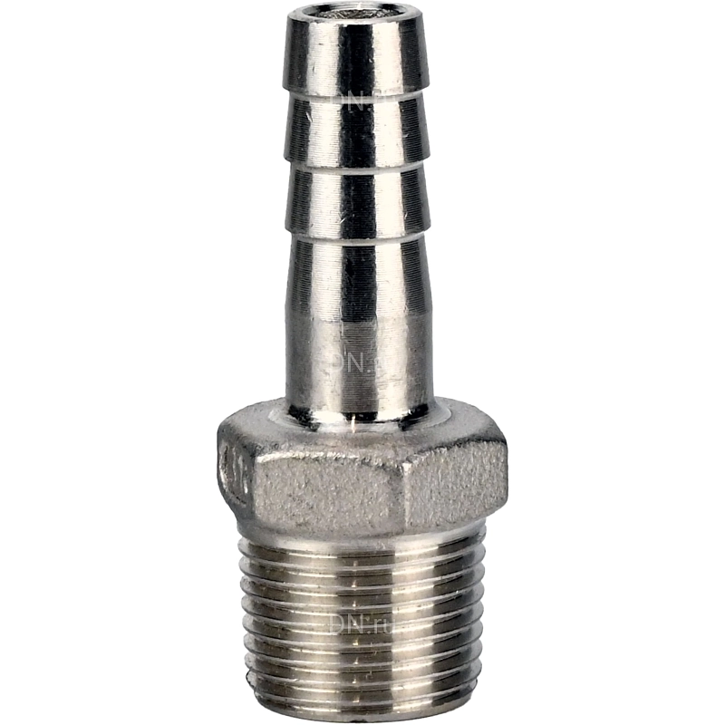 Штуцер елочка BF32-T-3/4-20 3/4″х20мм Ду20 Ру16 шланговый, корпус - нержавеющая сталь AISI 316 (CF8M), присоединение - наружная резьба/штуцер