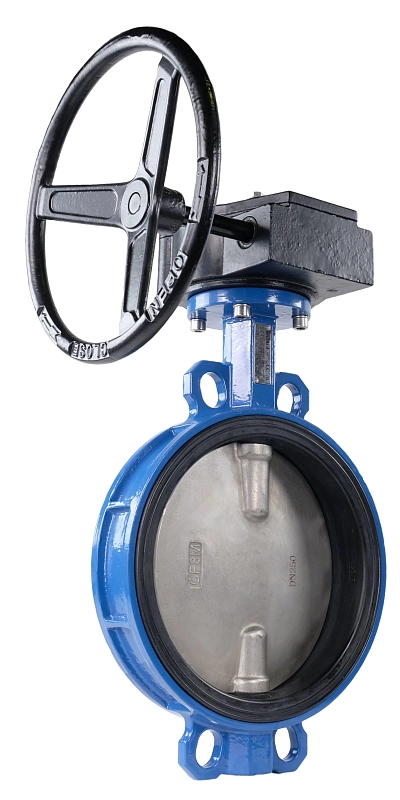 Затвор дисковый поворотный Tecofi VPI 4449-08 Ду200 Ру16 межфланцевый, корпус - ковкий чугун EN-GJS-500-7, диск - нержавеющая сталь CF8M, уплотнение - EPDM, с редуктором