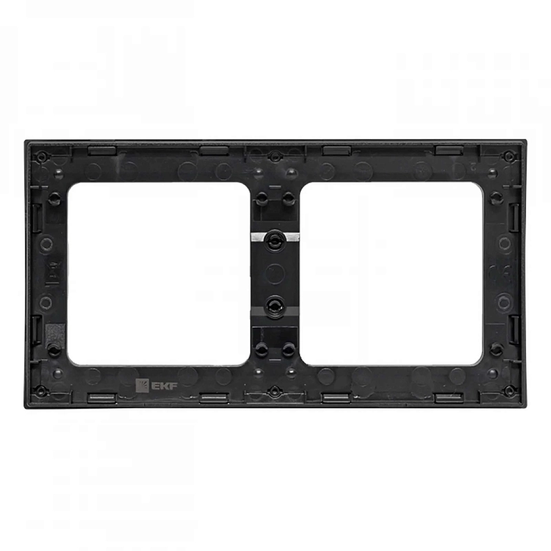 Рамка EKF PROxima Стокгольм 2 поста 82х153х5 мм, корпус - поликарбонат, монтаж - универсальный, форма - квадрат, цвет - черный EXM-G-303-30