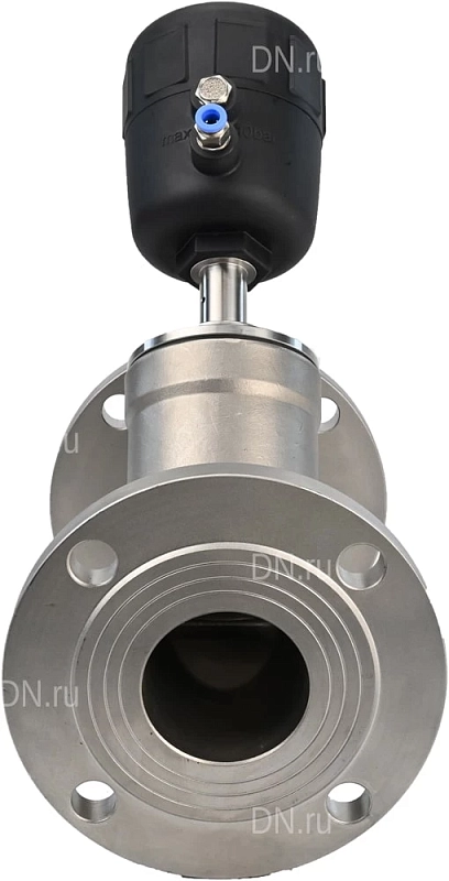 Клапан отсечной пневматический Ду65 Ру16, корпус - нержавеющая сталь SS316, фланцевый, Y-образный, корпус привода - пластик (VSP3241P-F-1PNC)