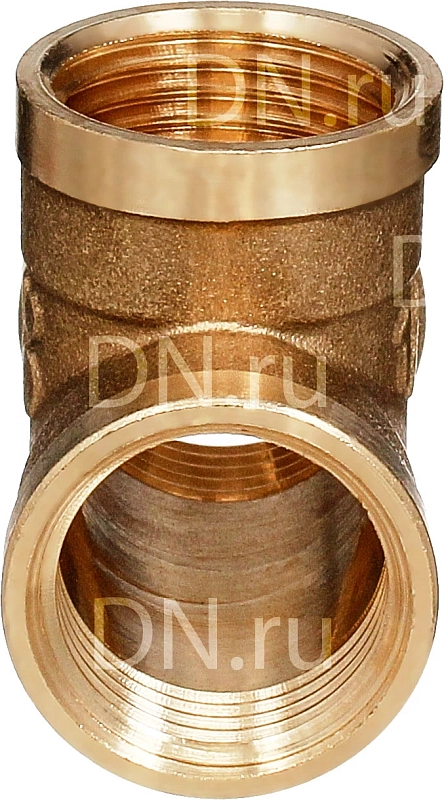 Тройник БАЗ ТВ Ду15 Ру40, корпус — латунь ЛС59-1, резьба внутренняя
